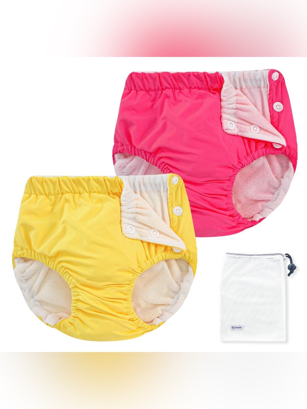 EZ Moms Reusable Kids Swim Diaper Cover - Pink & Yellow (2-Pack)
